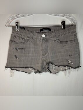J Brand Grey Distressed Denim Cutoff Shorts Size 25